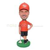 Handsome golf player bobblehead with hat