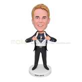 Custom black suit bobblehead 