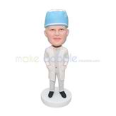 Professional handmade doctor bobblehead with blue hat
