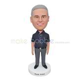 Handmade worker bobblehead with black shirt