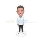 Customized handamake white clothes bobble head doll