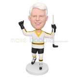 Customized handmade white and yellow sports garment bobblehead 