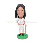 Personalized black hair young lady bobblehead 