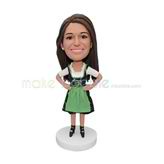 Personalized beautiful lady bobblehead with black high-heeled shoes