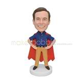 Personalized handmade funny man bobblehead with red cloak