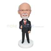 Personalized handmade serious teacher bobblehead with red tie