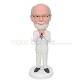 Personalized handmade beautiful white suit bobble head doll