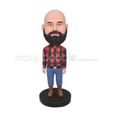 Personalized handmade bobblehead with black beard