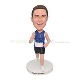 Personalized handmade man runner bobblehead with blue shirt 