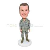 Customized handmade camouflage bobble head doll