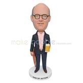 Customized handmade black frame glasses bobblehead 