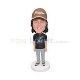 Customized handmade female bobblehead with T-shirt