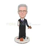 Customized handmade lawyer bobble head doll with black uniform