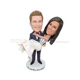 Customized handmade happy wedding bobblehead with princess hug