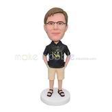 Customized handmade man bobblehead wear a light colored pants