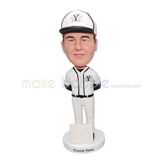 Customized handmade sports coach bobblehead wear a white hat