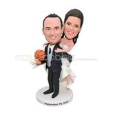 Customized handmade wedding bobblehead with a basketball