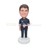 Personalized customized bobblehead with a cup of drinks