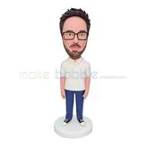 Personalized customized white shirt bobblehead 