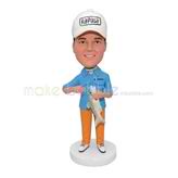 Personalized customized sunshine man bobblehead with a fish