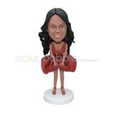 Personalized customized intersted gilr bobblehead wear red dress