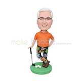 Personalized customized golf player bobblehead with flowers pants