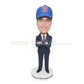 Personalized customized sales man bobblehead with blue hat