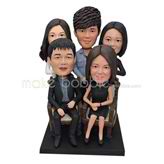 Personalized customized five people large family bobblehead 