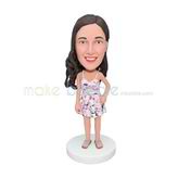 Fashion young lady bobblehead with dress