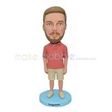 Personalized customized bobble head doll on blue base