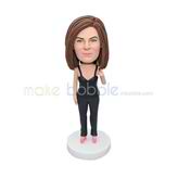 Personalized customized short dark brown hair bobblehead