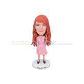 Long red hair and pin dress bobble head 