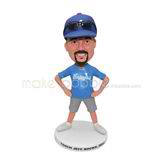 Black sun glasses on blue hat bobblehead 