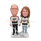 Customized skiing couple bobble head doll