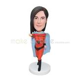 Red clothes super women bobblehead 