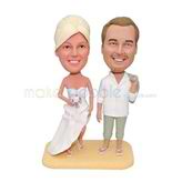 Romantic beach wedding bobble head doll