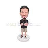 Customized black shirt bobblehead 