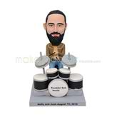 Customized long black beard drunmmer bobblehead 