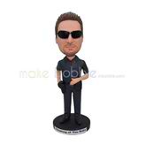 Customized black clothes bobble head doll