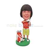 Customized female golf player bobblehead 