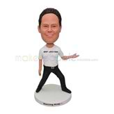 Customized shadowboxing bobblehead with black pants