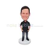 Customized bobblehead with black shirt 