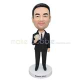 Personalized black suit bobblehead 