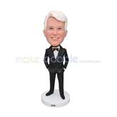 Personalized white hair bobble head doll