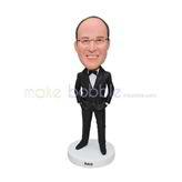 Personalized handsome groomsmen bobblehead with glasses 