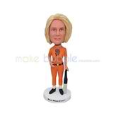 Personalized orange baseball jacket bobblehead 