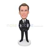 Personalized CEO bobblehead with black suit 