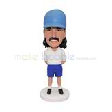 Personalized white shirt and blue pants bobblehead 