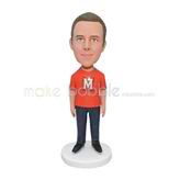 Personalized orange shirt and black pants bobblehead