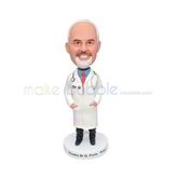 Personalized white uniform doctor bobblehead 